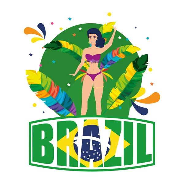Красивая бразильская гарота с бразильской этикеткой — стоковый вектор