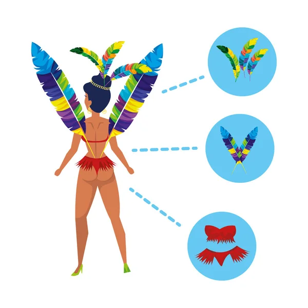 Βραζιλίας garota με αξεσουάρ infographic — Διανυσματικό Αρχείο