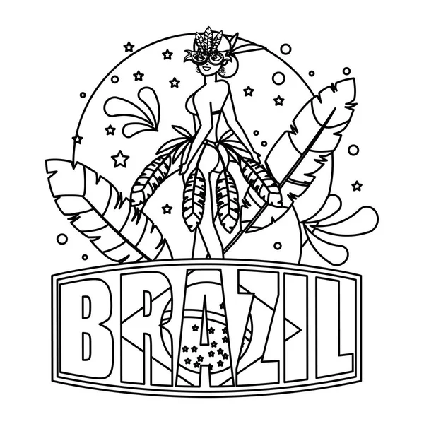 Mooie Braziliaanse garota met Brazilië label — Stockvector