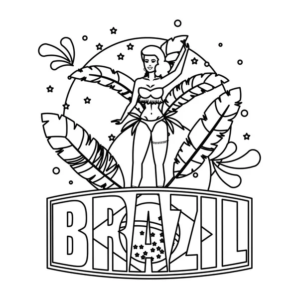 ब्राझील लेबल सुंदर ब्राझिलियन गारोटा — स्टॉक व्हेक्टर