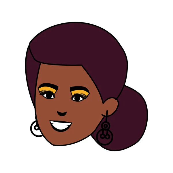Belle et jeune femme noire tête — Image vectorielle