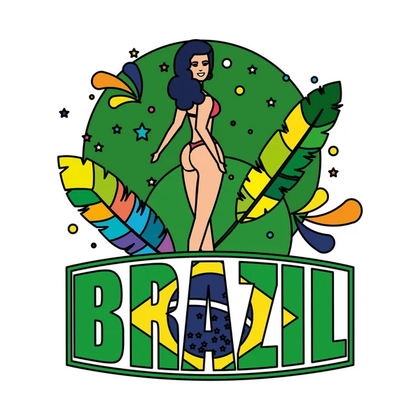 브라질 상표를 가진 아름 다운 브라질 garota — 스톡 벡터