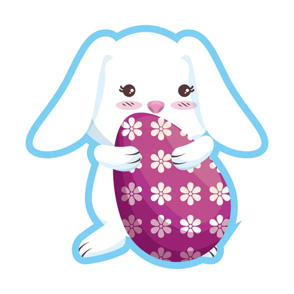 Cute rabbit with easter egg painted — Stock Vector