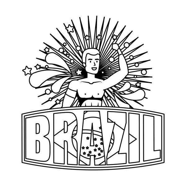 Brazilian male dancer with brazil label — Stock Vector
