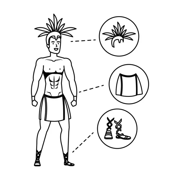 Danseur brésilien masculin avec accessoires infographie — Image vectorielle