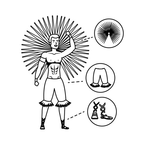 Danseur brésilien masculin avec accessoires infographie — Image vectorielle
