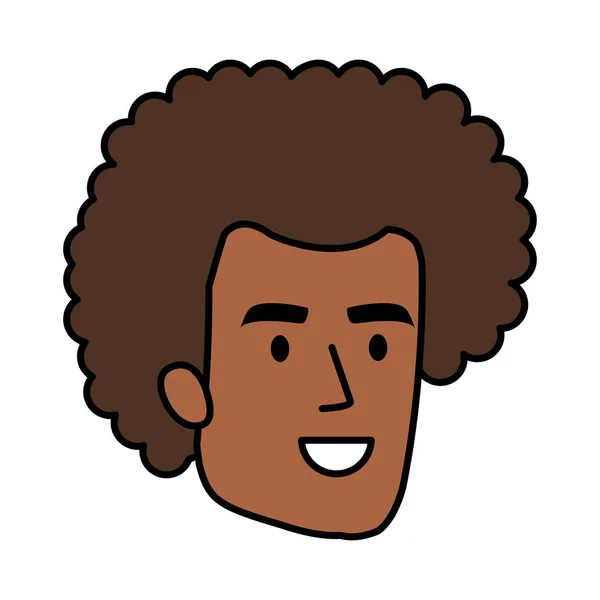 Jeune homme noir tête personnage — Image vectorielle