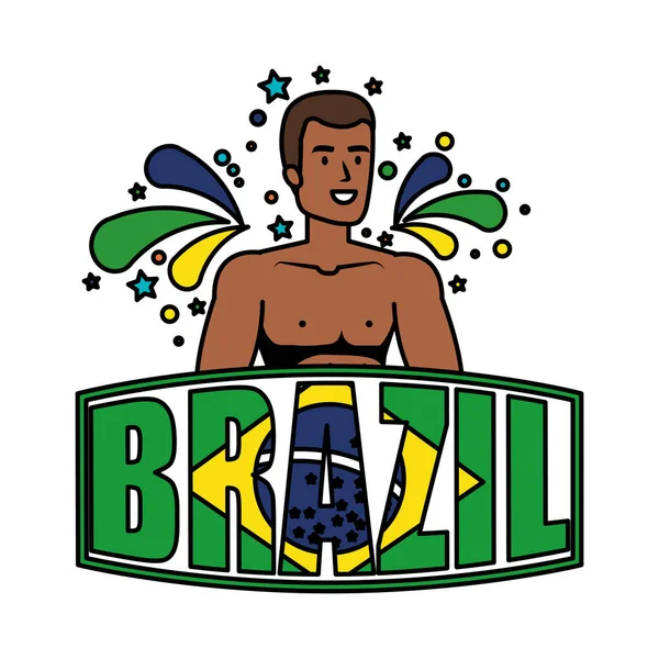 Brasileiro dançarino masculino com etiqueta brasil — Vetor de Stock