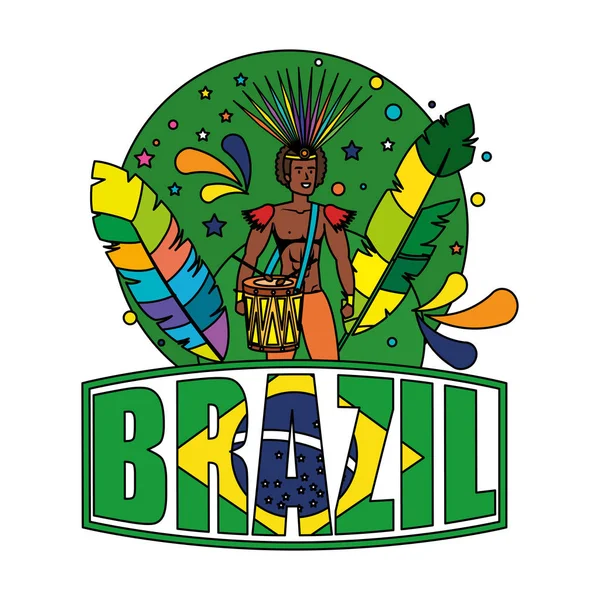Ballerino brasiliano con etichetta brasiliana — Vettoriale Stock