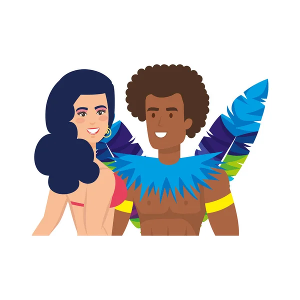 Bailarines brasileños pareja personajes — Archivo Imágenes Vectoriales