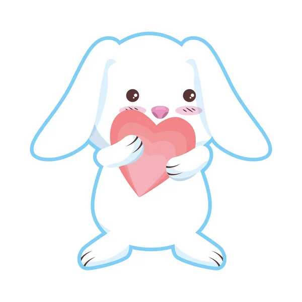 Sevimli tavşan kalp sevgi ile — Stok Vektör