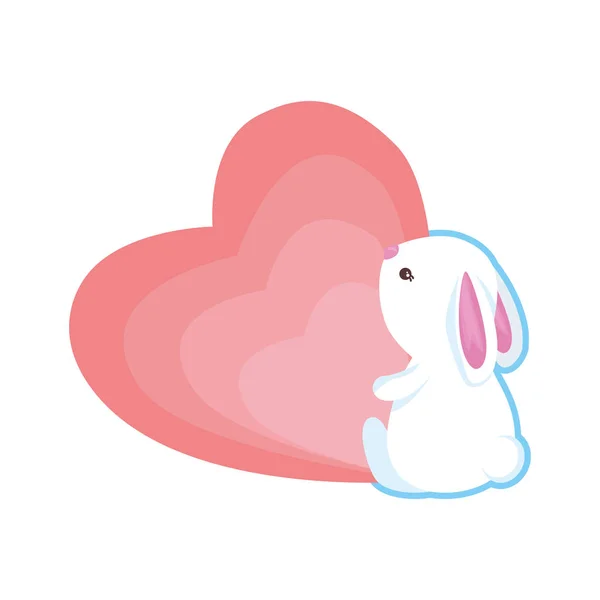 Mignon Lapin Avec Coeur Amour Vectoriel Illustration Design — Image vectorielle