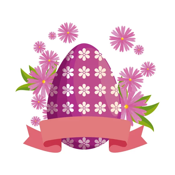Huevos pintados con flores decoración — Vector de stock