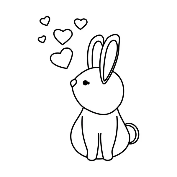 Roztomilá králičí srdce láskou — Stockový vektor
