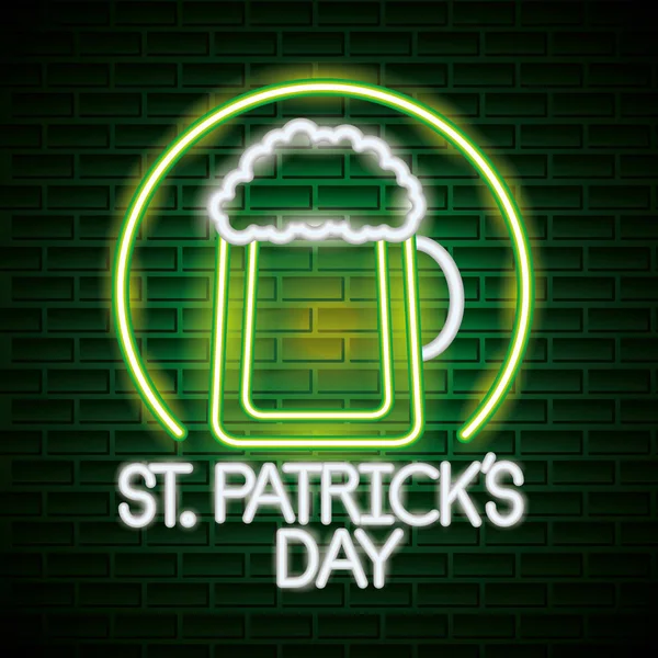 St Patricks Tag Neon — Stockvektor