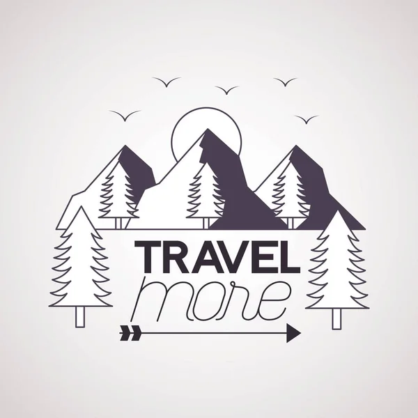 Travel More Birds Sun Mountains Landscape Vector Illustration — Stock Vector