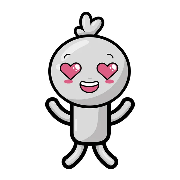 Personaje de la muñeca de dibujos animados kawaii — Vector de stock