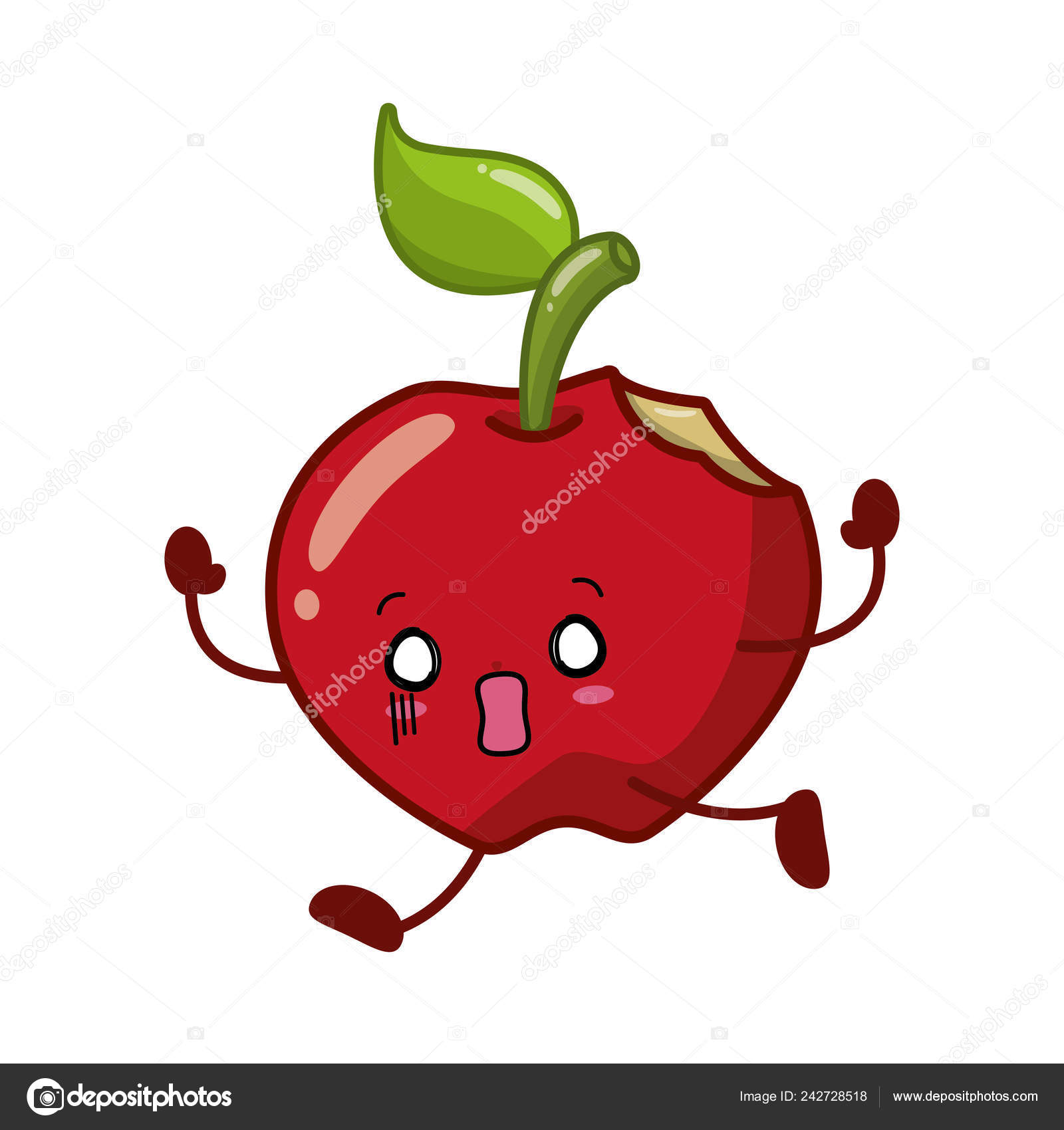 귀여운 애플 만화 캐릭터 스톡 벡터 - ©yupiramos 242728518