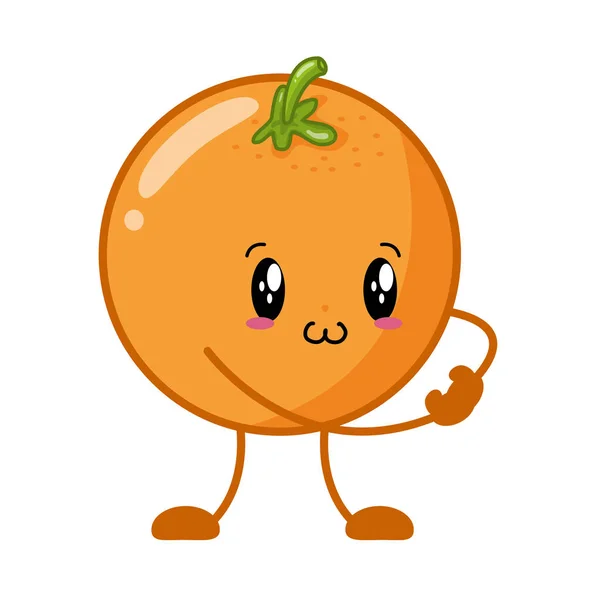 Karakter kartun oranye kawaii - Stok Vektor