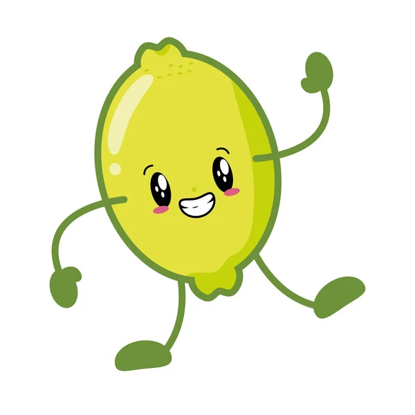 Kawaii limão personagem dos desenhos animados — Vetor de Stock