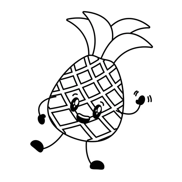 Kawaii ananász rajzfilmfigura — Stock Vector