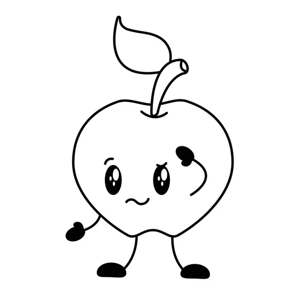 Kawaii manzana personaje de dibujos animados — Vector de stock