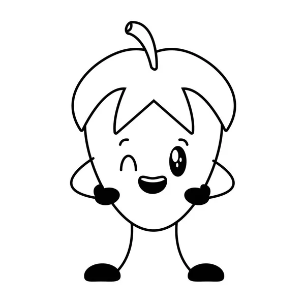 Kawaii morango personagem de desenho animado —  Vetores de Stock