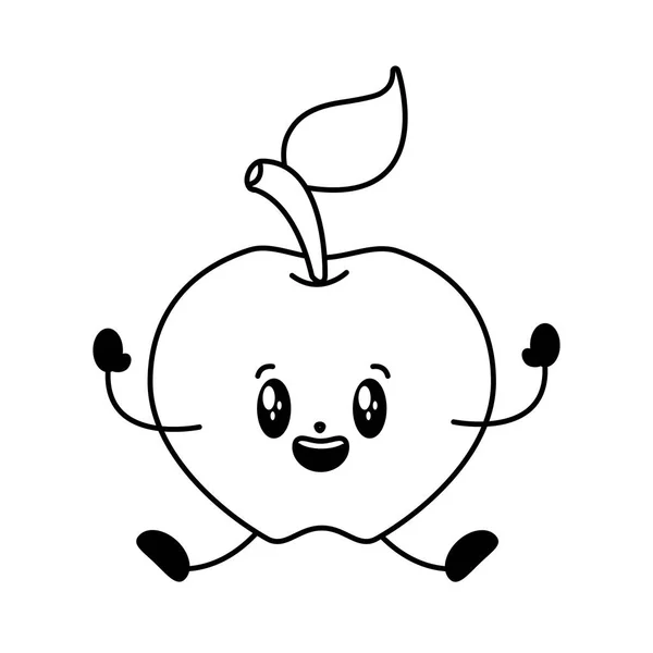 Kawaii Apple Cartoon Character White Background Vector Illustration — Stock Vector