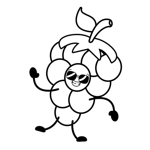 Kawaii uvas personaje de dibujos animados — Vector de stock
