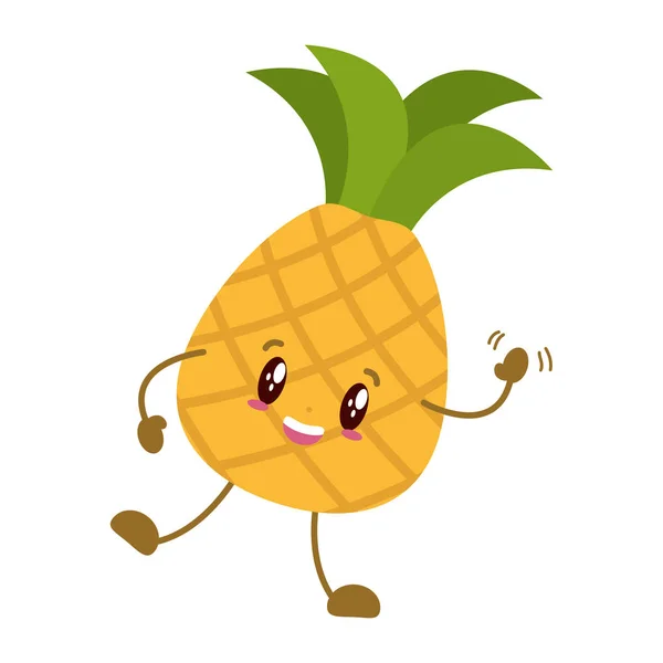 Персонаж ананасового мультфильма Кавайи — стоковый вектор