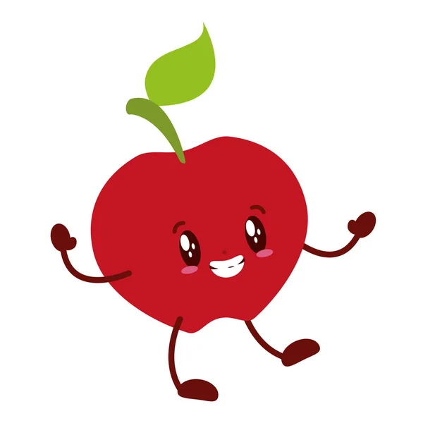 Postać z kreskówki jabłko Kawaii — Wektor stockowy