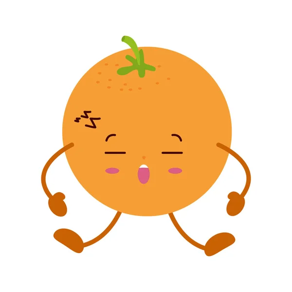 Karakter kartun oranye kawaii - Stok Vektor