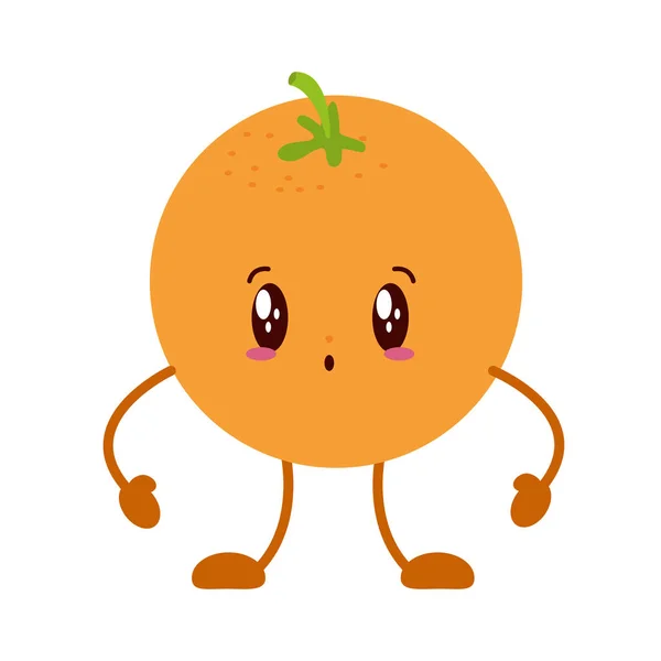 Kawaii laranja personagem dos desenhos animados — Vetor de Stock