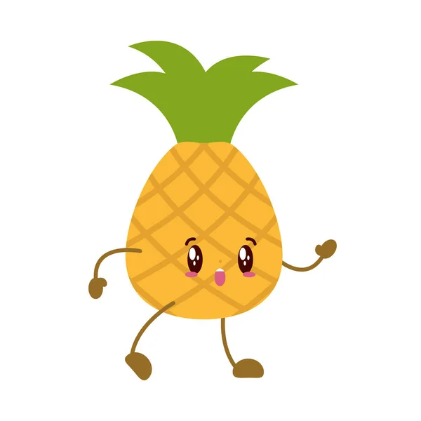 Kawaii pineapple cartoon character — Stock Vector
