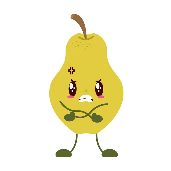 Kawaii pear cartoon character — Stock Vector