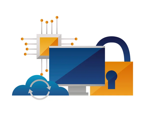 Cloud computing monitor de seguridad del procesador — Archivo Imágenes Vectoriales