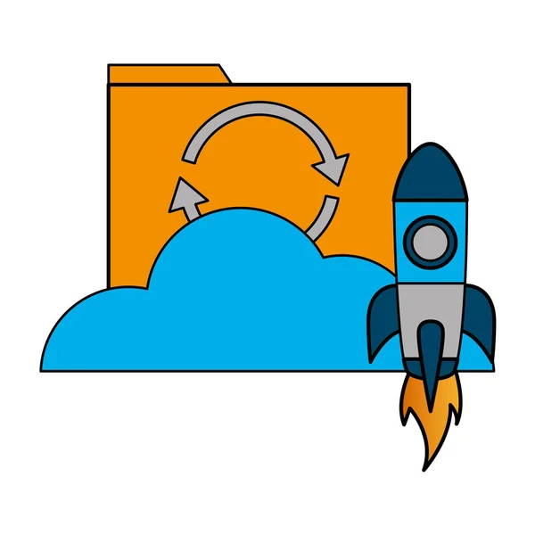 Cloud computing file data rocket — Stock Vector