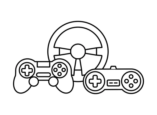Steering wheel controls devices video game — Stock Vector