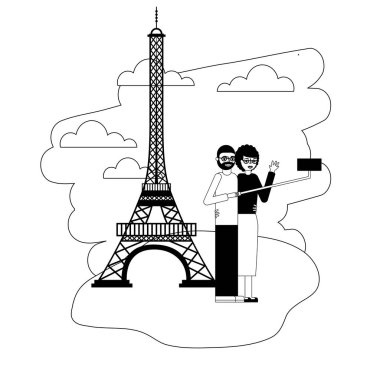 Selfie yapma dedesi Eyfel Kulesi manzara