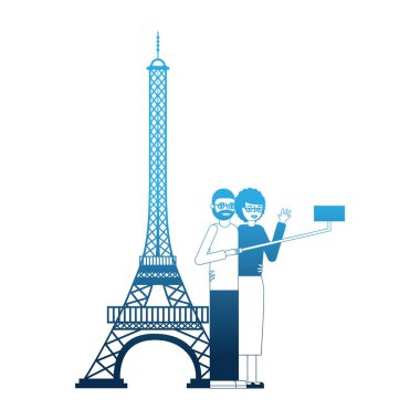 Selfie yapma dedesi çift Eyfel Kulesi sahne