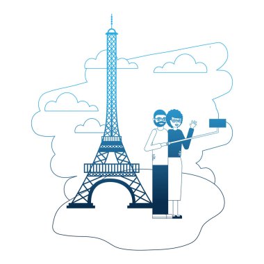 Selfie yapma dedesi Eyfel Kulesi manzara