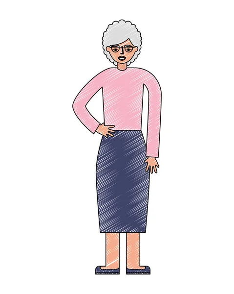 Abuela anciana de pie carácter — Archivo Imágenes Vectoriales