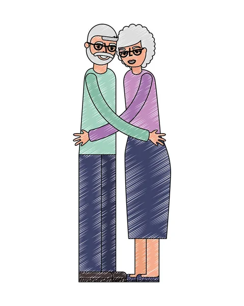 Dziadkowie dziadek i babcia przytulanie — Wektor stockowy