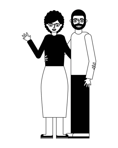 Heureux grand-parents couple embrassé personnages — Image vectorielle