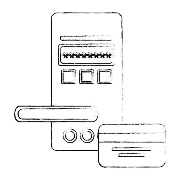 Access digital door panel with credit card — Stock Vector