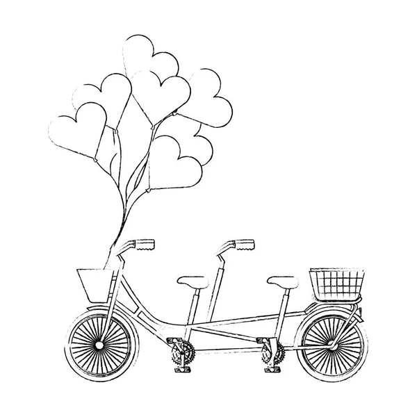 Ρετρό ποδήλατο παράλληλα με μπαλόνια ηλίου — Διανυσματικό Αρχείο