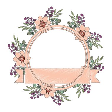 güzel çiçek ve şerit simgesi olan çerçeve