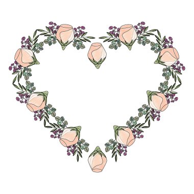 gül çiçek şekli kalbinde güzel çerçeve