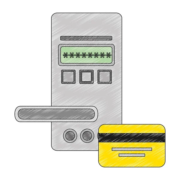 Painel de porta digital de acesso com cartão de crédito — Vetor de Stock