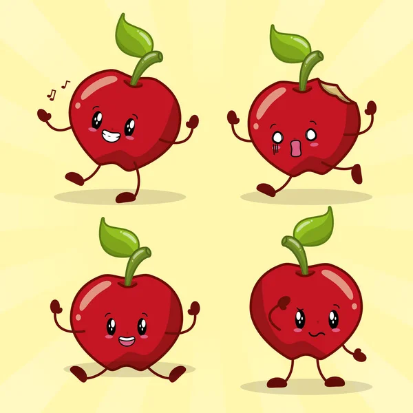 Émotions fruits kawaii — Image vectorielle